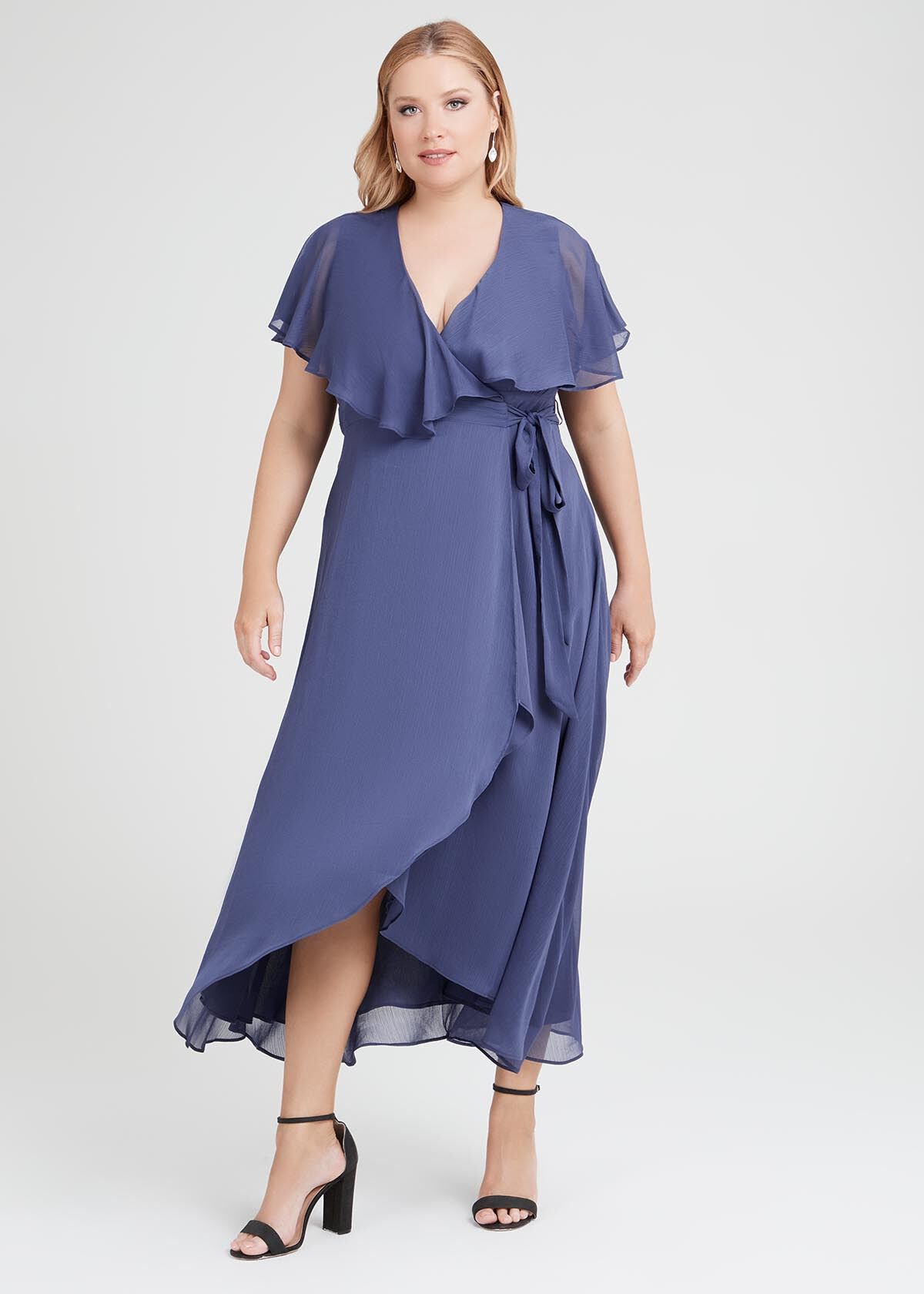 Shop Livia Chiffon Wrap Maxi Dress in Purple in sizes 12 to 24 | Taking  Shape